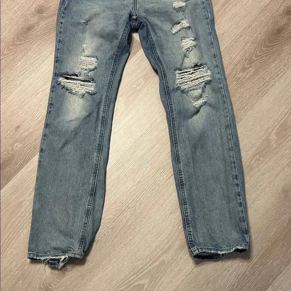 BDG by Urban Outfitters Distressed Faded Straight Leg High Waisted Denim Jeans